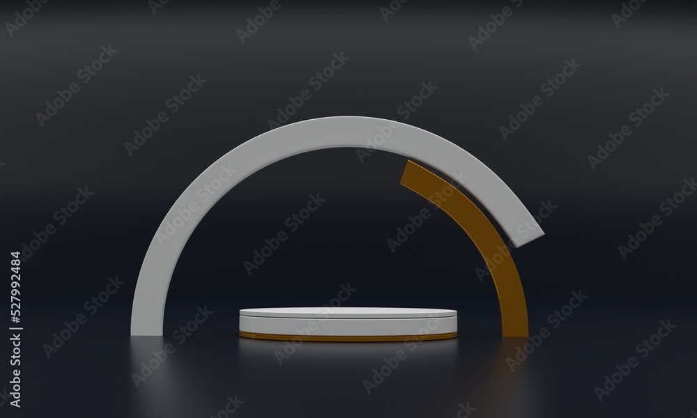 Poster empty product background with white podium scene on 3d rendering