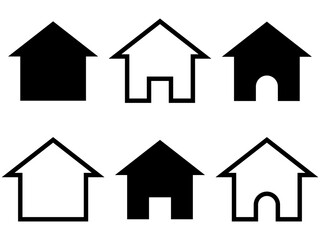 三角屋根ホームアイコンセット：黒