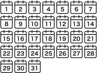 カレンダーラインアイコンセット：黒