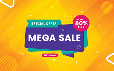 Mega sale banner design with editable text effect