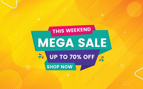 Mega sale super offer sale banner with editable text effect