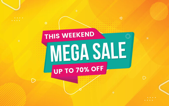 Super offer mega sale banner design template with 3d editable text effect