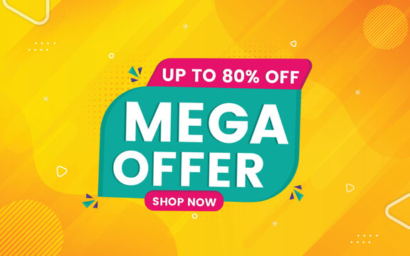 Mega Offer banner design template with 3d editable text effect