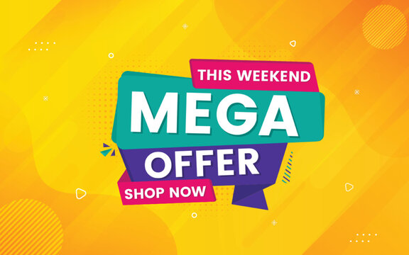 Mega offer sale banner template with editable 3d text effect