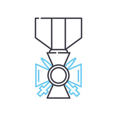 valor medal line icon, outline symbol, vector illustration, concept sign