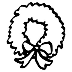 A simple hand drawn holiday wreath icon