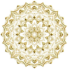 マンダラアート(金細工、花、幾何学模様)