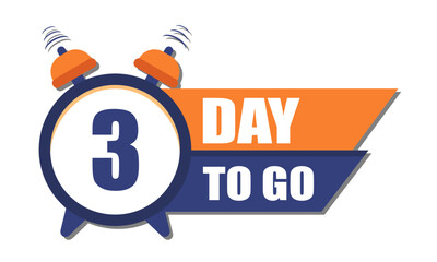 3 days to go last countdown for offer, sales, discount. Vector typographic design. vector illustration.