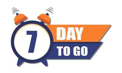 Seven days to go last countdown for offer, sales, discount. Vector typographic design. vector illustration.
