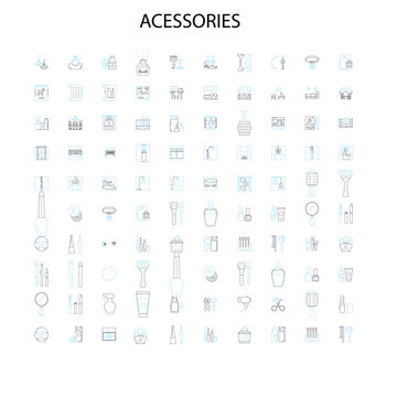 acessories icons, signs, outline symbols, concept linear illustration line collection