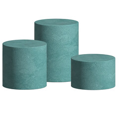 3d podium platform. 3d cylinders. Realistic blue pedestal stages. Podium for product presentation.