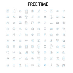 free time icons, signs, outline symbols, concept linear illustration line collection
