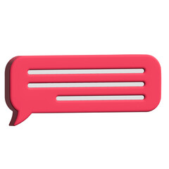 3d speech bubble. Red Chat bubble 3d. Social media text bubble.