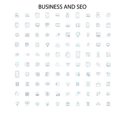 business and seo concept icons, signs, outline symbols, concept linear illustration line collection