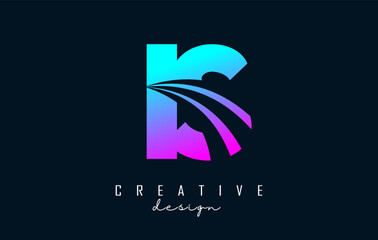 Creative colorful letters IS i s logo with leading lines and road concept design. Letters with geometric design.