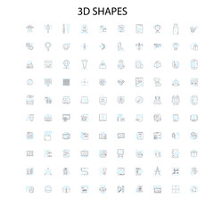 3d shapes icons, signs, outline symbols, concept linear illustration line collection