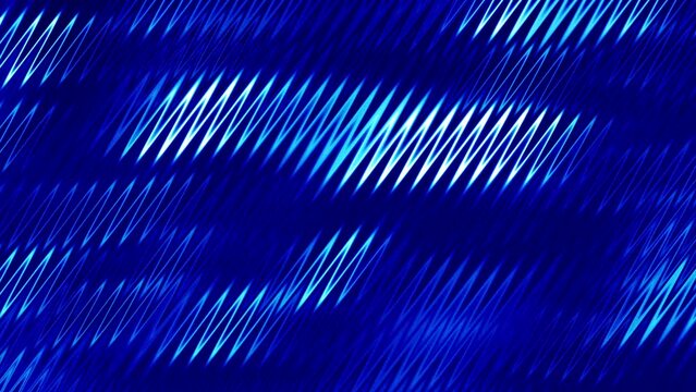 Abstract decorative blue wave shapes with glowing light in reflection background in endless video motion loop screen saver