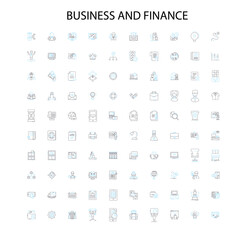 business and finance concept icons, signs, outline symbols, concept linear illustration line collection