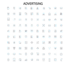 advertising icons, signs, outline symbols, concept linear illustration line collection