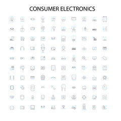consumer electronics icons, signs, outline symbols, concept linear illustration line collection