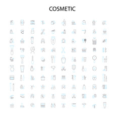 cosmetic icons, signs, outline symbols, concept linear illustration line collection