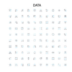 data icons, signs, outline symbols, concept linear illustration line collection