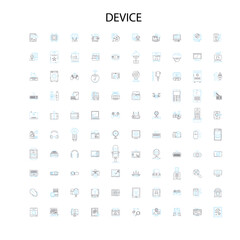 device icons, signs, outline symbols, concept linear illustration line collection
