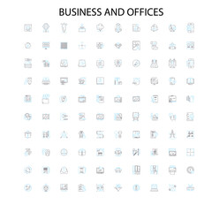 business and offices icons, signs, outline symbols, concept linear illustration line collection