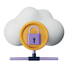 Cloud security 3d rendering isometric icon.