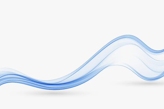 Abstract blue transparent flow lines. Blue wave background.