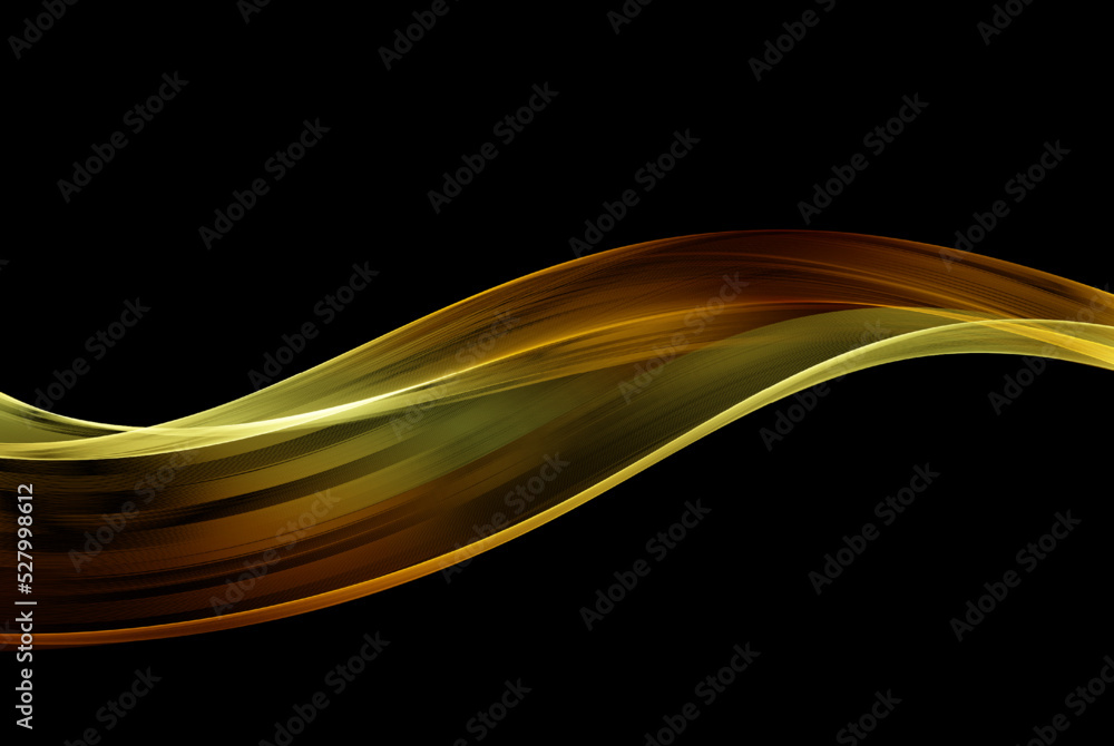 Poster Abstract shiny golden wave design element,gold glitters flow of transparent swirl wave. Holiday design element.