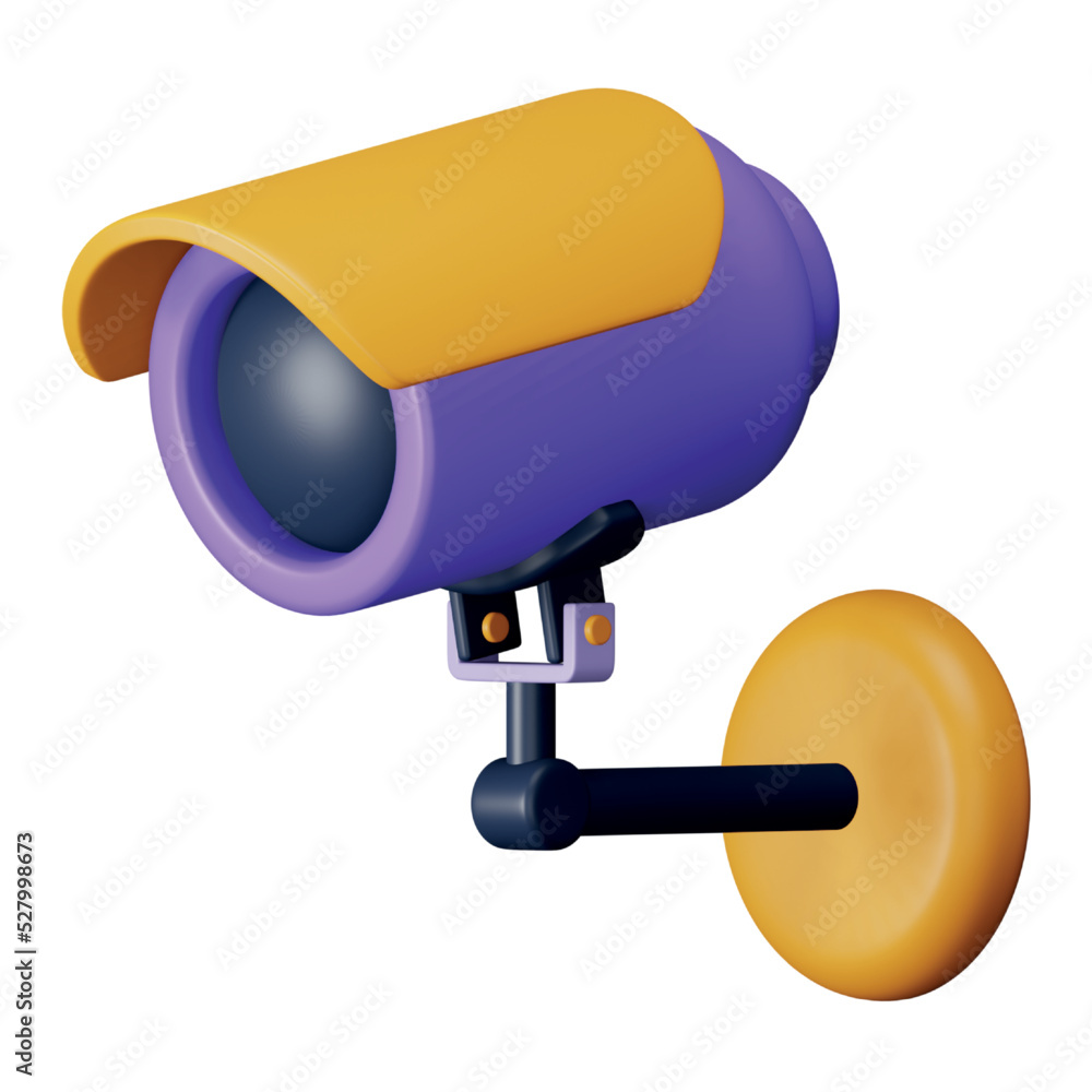 Poster security camera 3d rendering isometric icon.