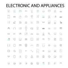 electronic and appliances icons, signs, outline symbols, concept linear illustration line collection