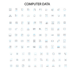 computer data icons, signs, outline symbols, concept linear illustration line collection