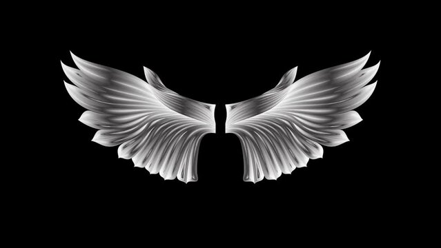 Flapping wings - 3d render looped with alpha channel.