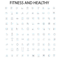 fitness and healthy icons, signs, outline symbols, concept linear illustration line collection
