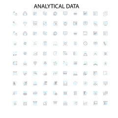 analytical data icons, signs, outline symbols, concept linear illustration line collection