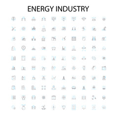 energy industry icons, signs, outline symbols, concept linear illustration line collection