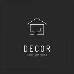 Minimal Interior Design Logo. Mononoline Style. Minimalist Interior Logo Design Template