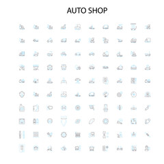 autoshop icons, signs, outline symbols, concept linear illustration line collection