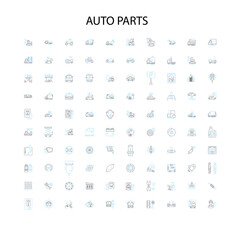 auto parts icons, signs, outline symbols, concept linear illustration line collection