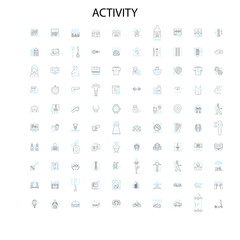 activity icons, signs, outline symbols, concept linear illustration line collection