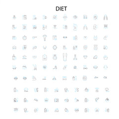 diet icons, signs, outline symbols, concept linear illustration line collection