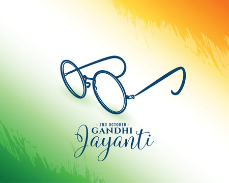 happy gandhi jayanti banner with spectacles design in tricolor background