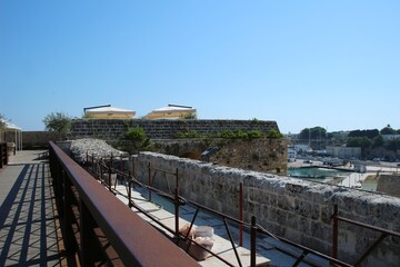 Italy, Salento: Foreshortening of Otranto Bridge.