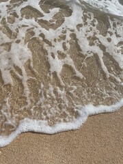 Soft sea wave on the beach, sand background
