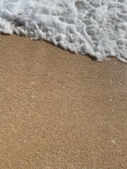 Soft sea wave on the beach, sand background
