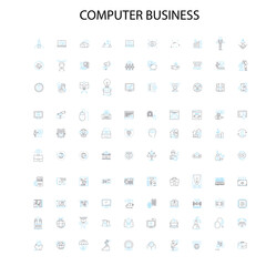 computer business concept icons, signs, outline symbols, concept linear illustration line collection