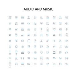audio and music icons, signs, outline symbols, concept linear illustration line collection