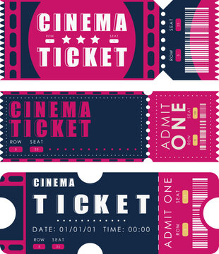 Ticket set. Pass card design. Isolated. Vector.